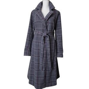 EUC Torrid Size 1 (14-16/1X) Softest Belted Long Trench Coat Plaid Lined Snaps